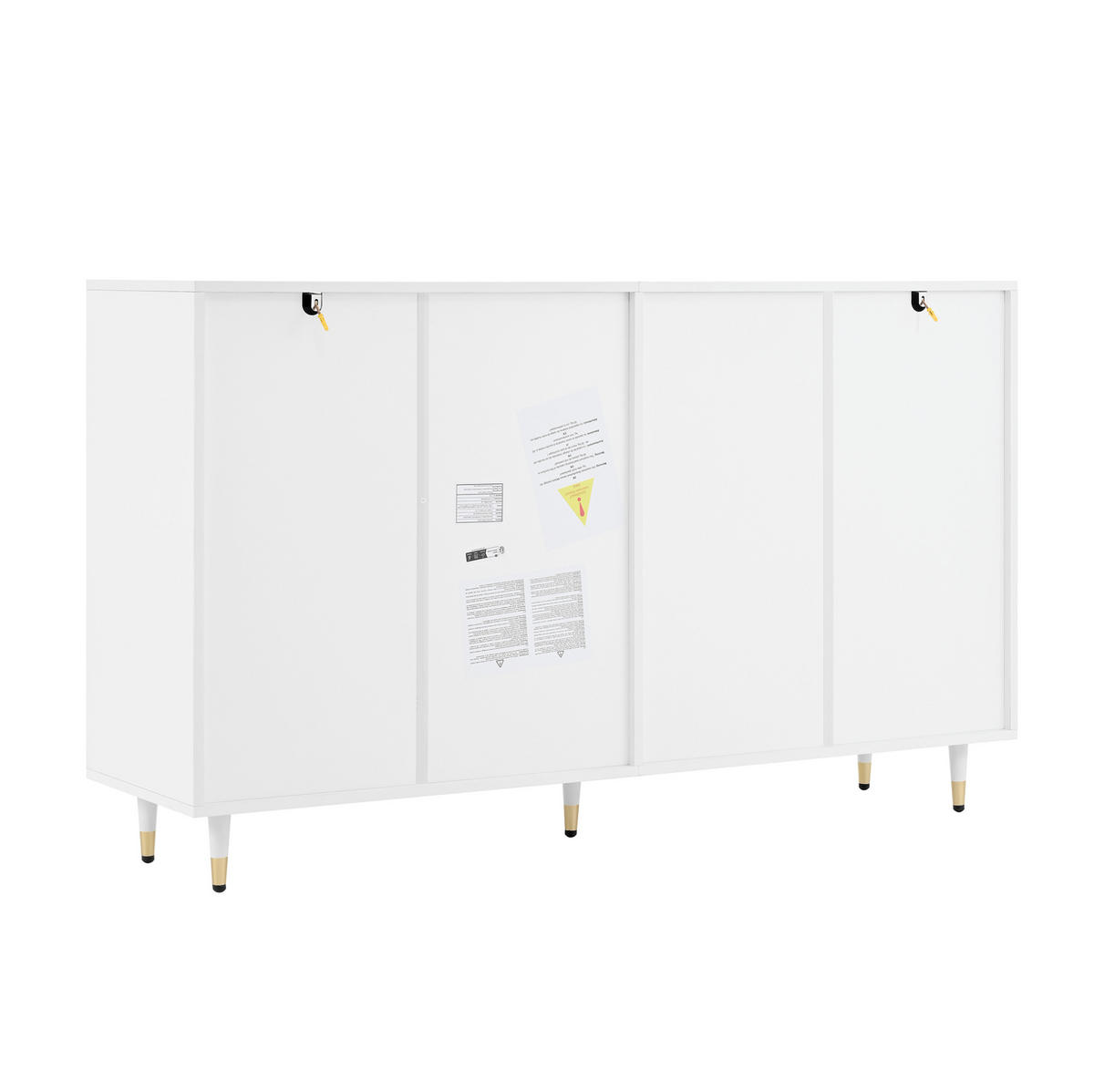 SCHUHSCHRANK 140/39/84 cm weiß-gold aus Spanplatte mit 2 Schubladen - Weiß, Holzwerkstoff (140/84/39cm) - OKWISH