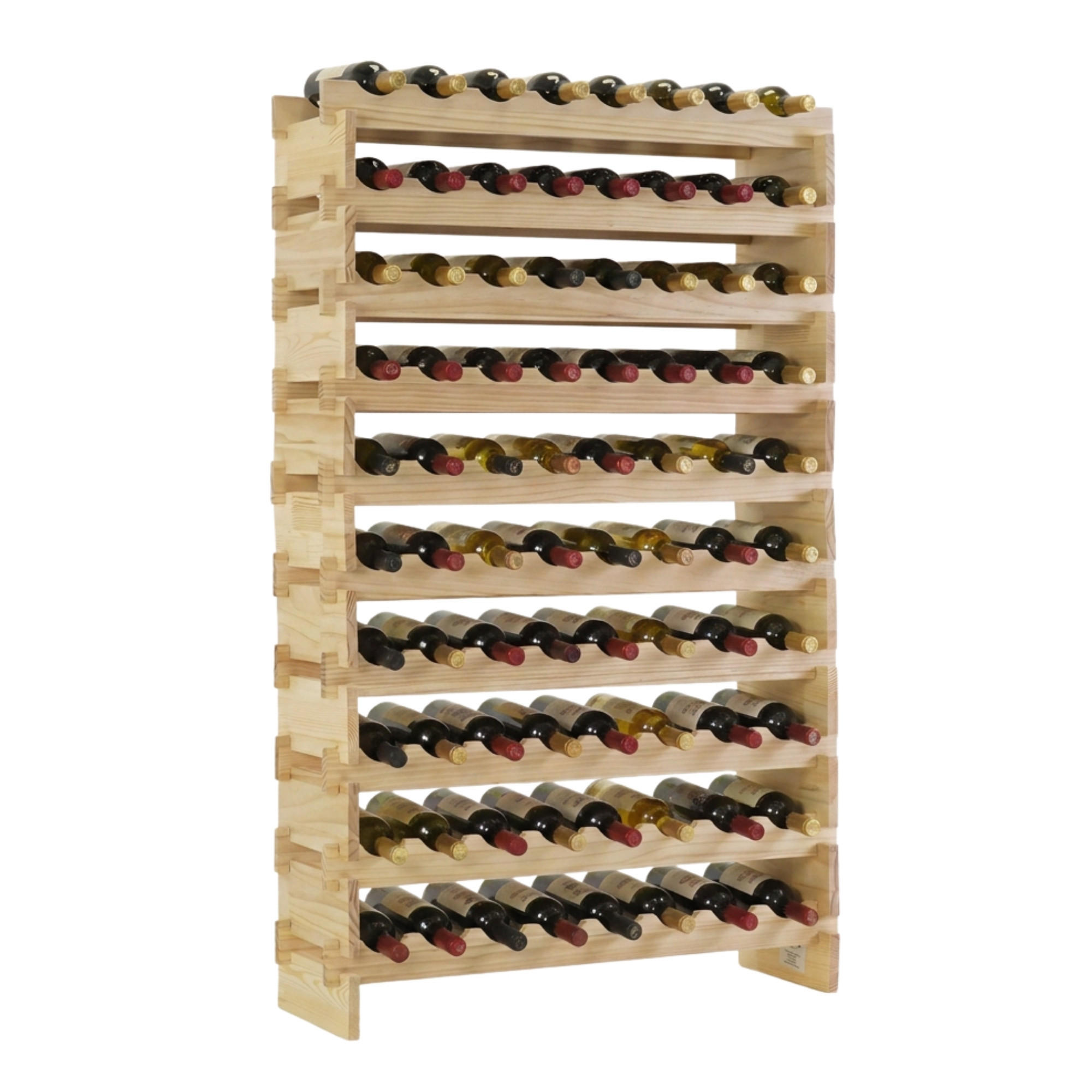 WEINREGAL NAVARRA aus Holz 135x84x28cm 80 Flaschen auf 10 Ebenen Natur unbehandelt - Naturfarben, Holz (84/135/28cm) - PROREGAL