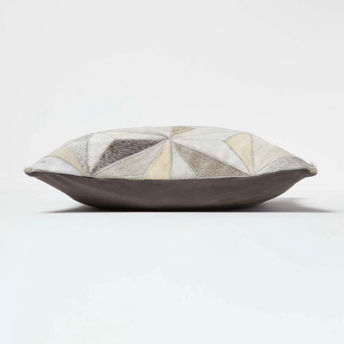PATCHWORK-KISSEN Fell & Leder 45/45 cm geometrisch - Multicolor, Leder/Textil (45/45cm) - Homescapes