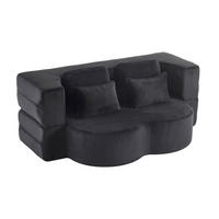 SCHLAFSOFA DE-35000 mit 4 Kissen und Klappfunktion Schwarz - Schwarz, Textil (60/76/198cm) - ComfortXL