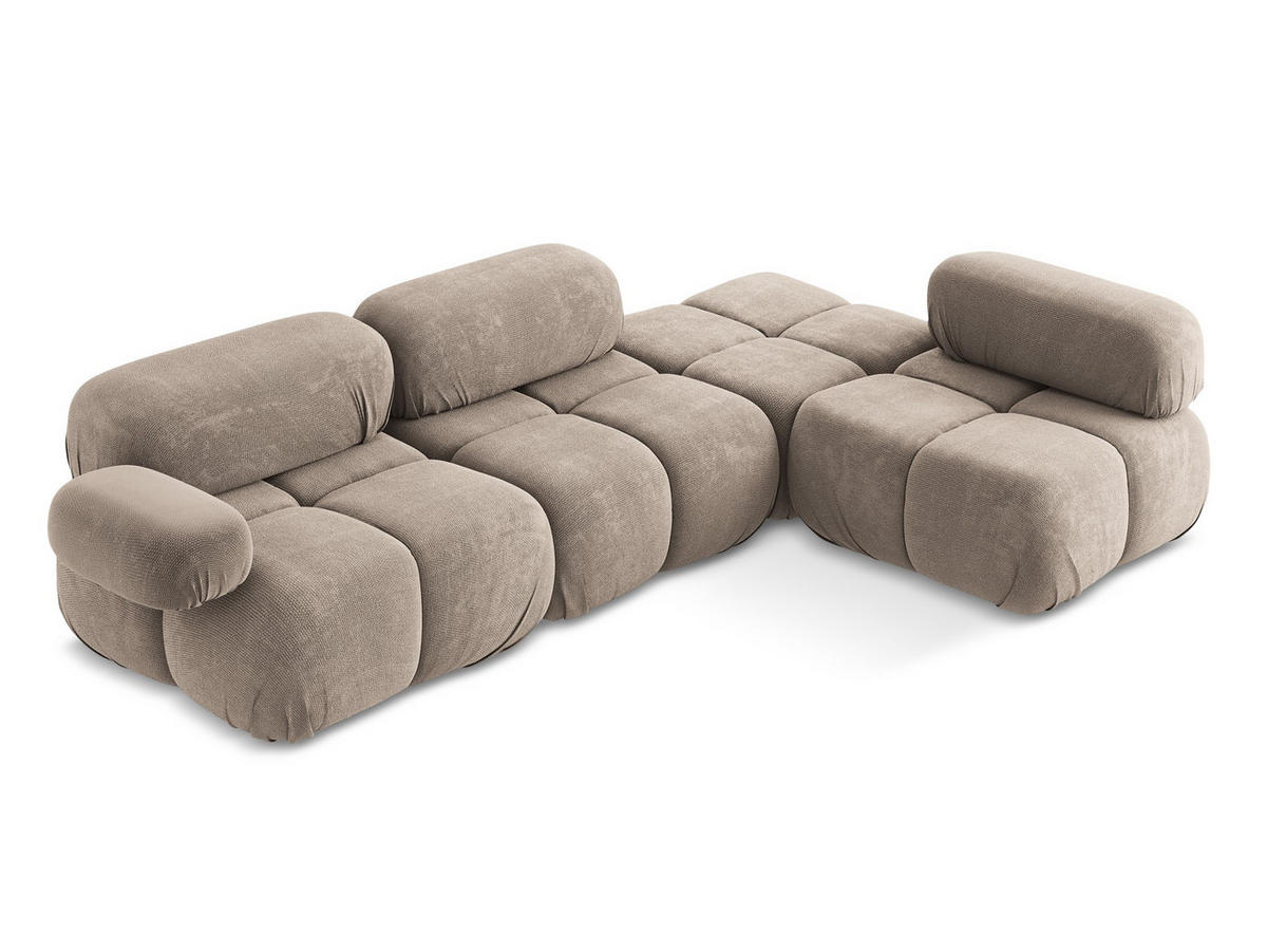 ECKSOFA Rechts Chenille Stoff Beige - Beige/Schwarz, Kunststoff/Textil (285/190cm) - Makamii