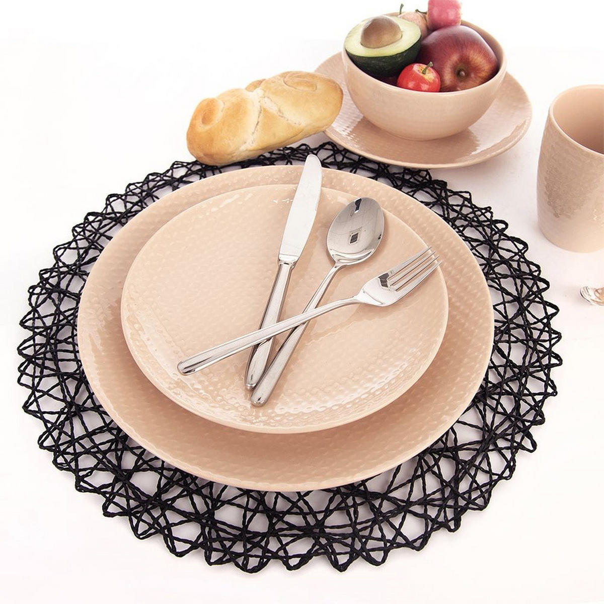 TISCHSET PAPIER RUND, Papier, schwarz, Ø 35 cm - Schwarz, Papier (35cm) - Orion 
