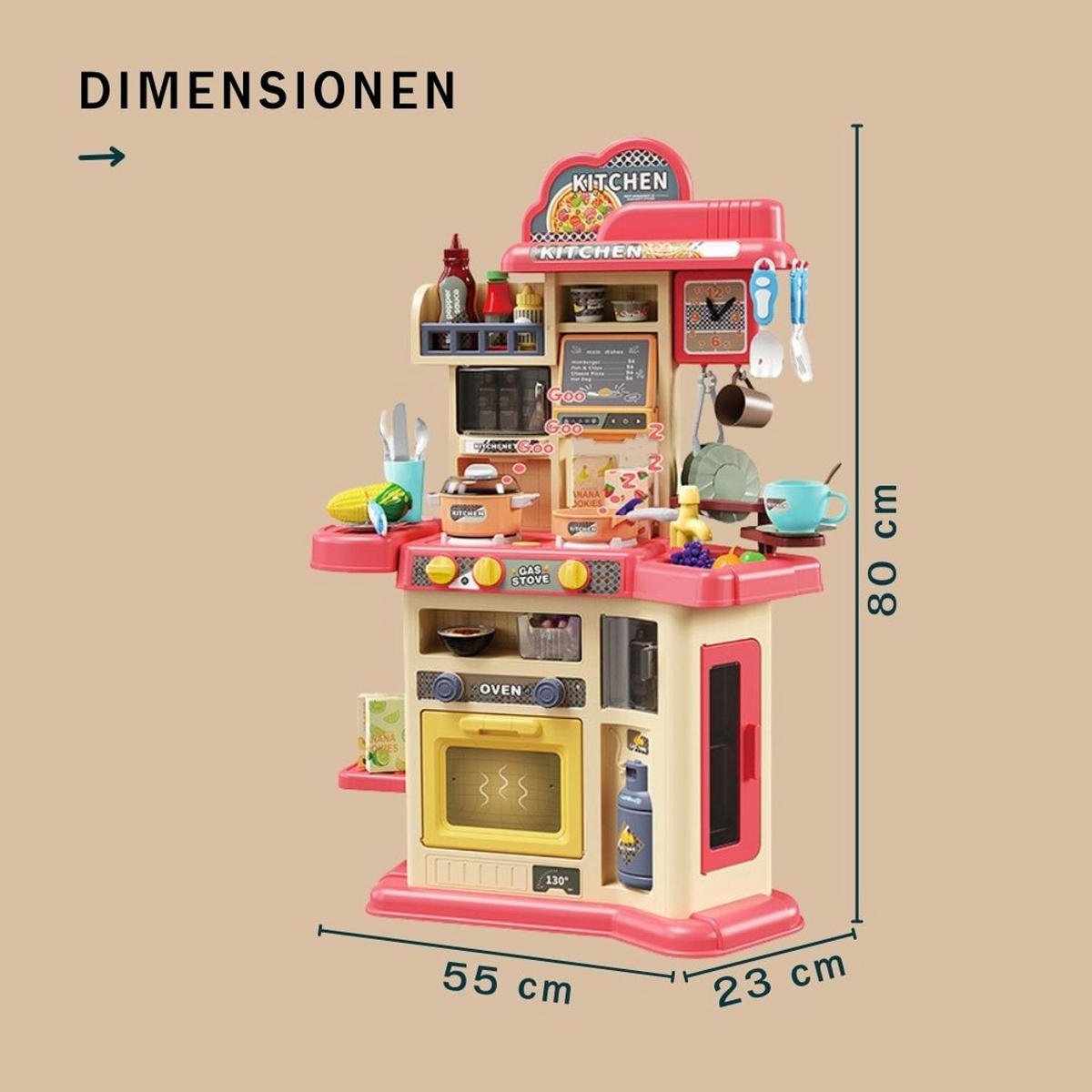 KINDERKÜCHE JOE in Rot mit Zubehör 46-tlg - Rot, Kunststoff (23/55cm) - Coemo