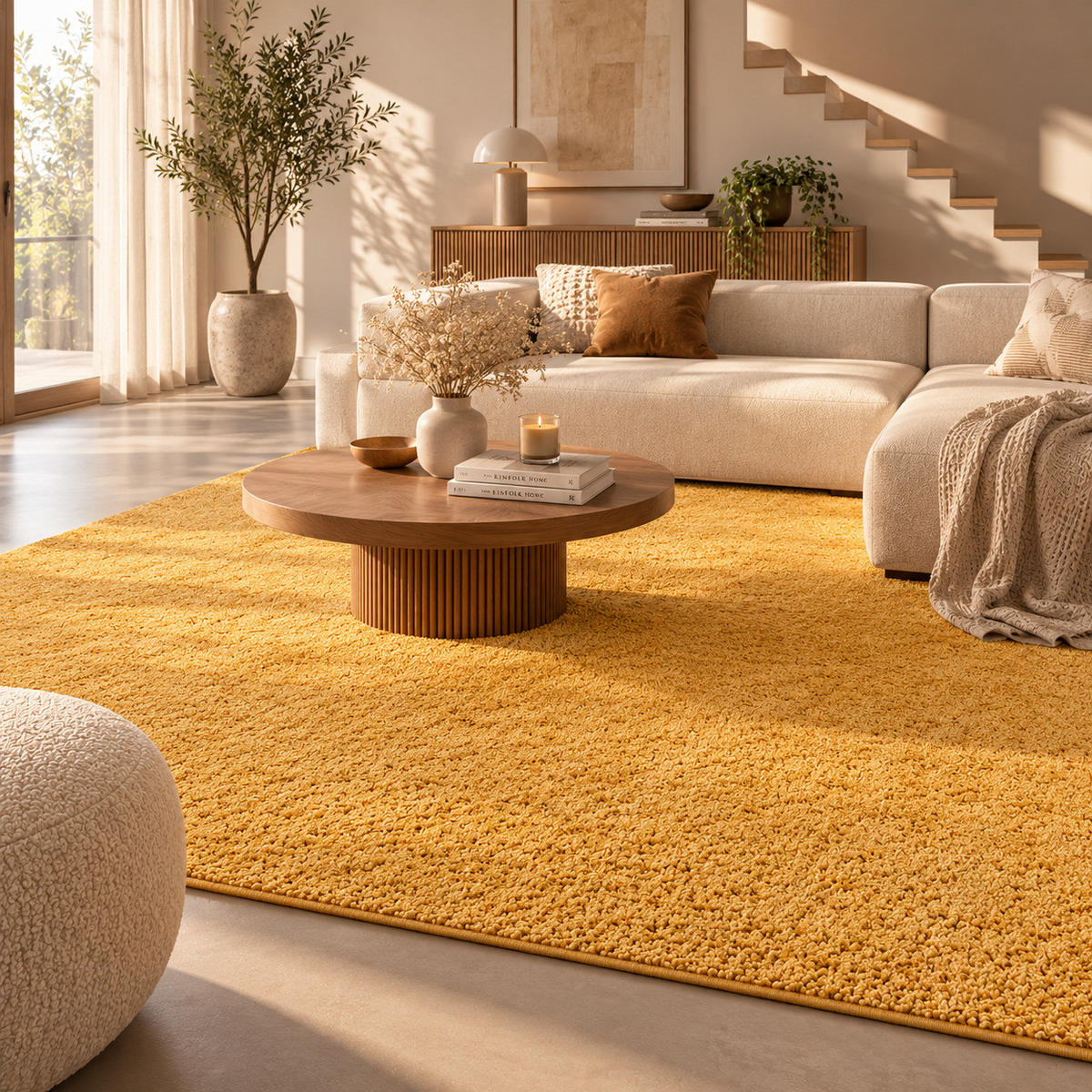 HOCHFLOR VELOURS TEPPICH MONA - Currygelb, Textil (200/200cm) - Snapstyle