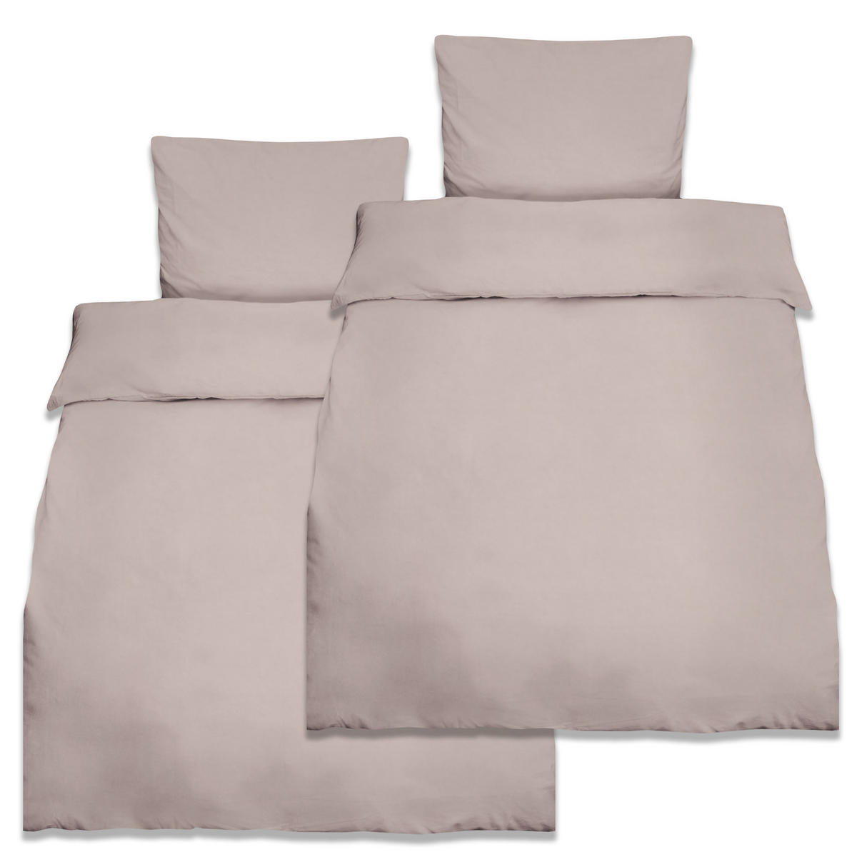 BETTWÄSCHE Julie 155/220 cm + Kissenbezug 80/80 cm Taupe Renforcé 2er Set - Taupe, Textil (155/220cm)