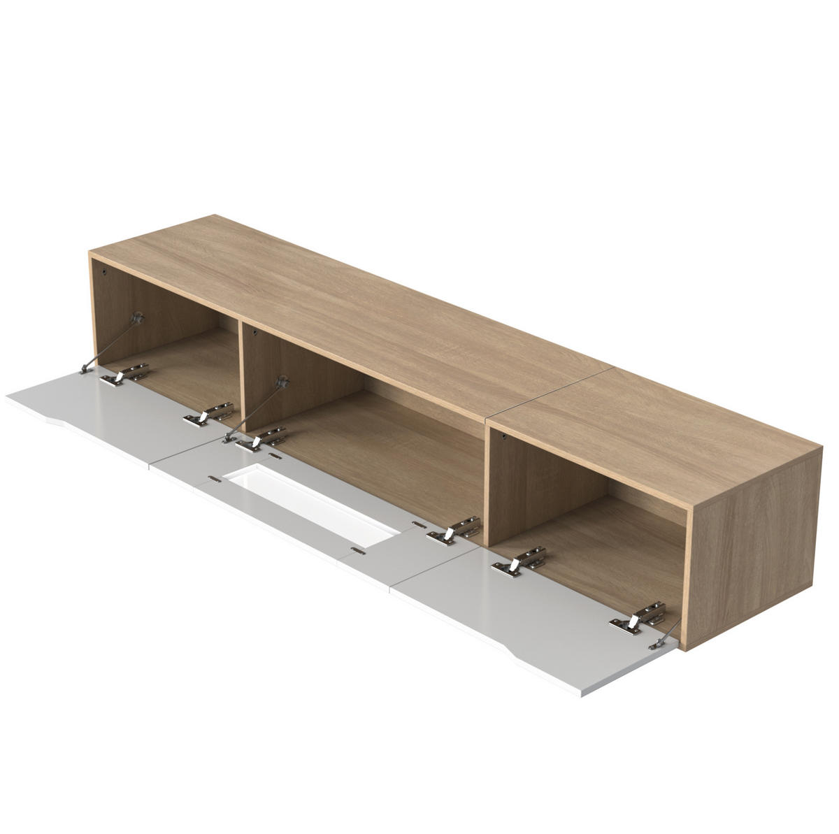 LOWBOARD 180/35/30 cm in Weiß Hochglanz mit LED-Beleuchtung - Weiß, Holzwerkstoff (180/30/35cm) - Flora Grace
