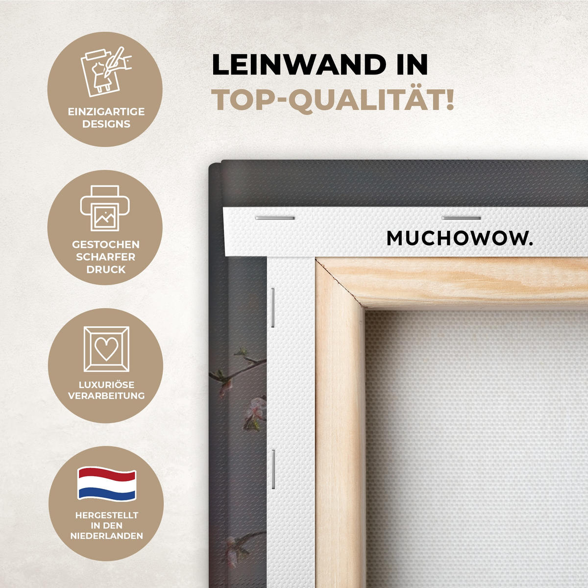 LEINWANDBILD Stillleben - Vase - Osterzweig Wandbild Wohnzimmer 50x50 cm - Hellblau, Textil (50/50cm) - MuchoWow