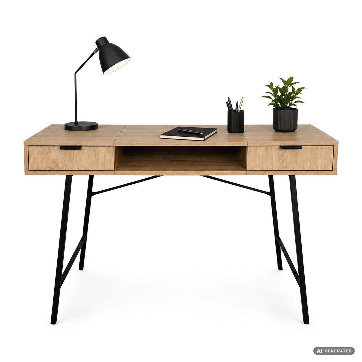 SCHREIBTISCH ARDEN 120 cm Artisan Eiche - Schwarz/Eiche Artisan, Holzwerkstoff (120/50/80.5cm) - Akord