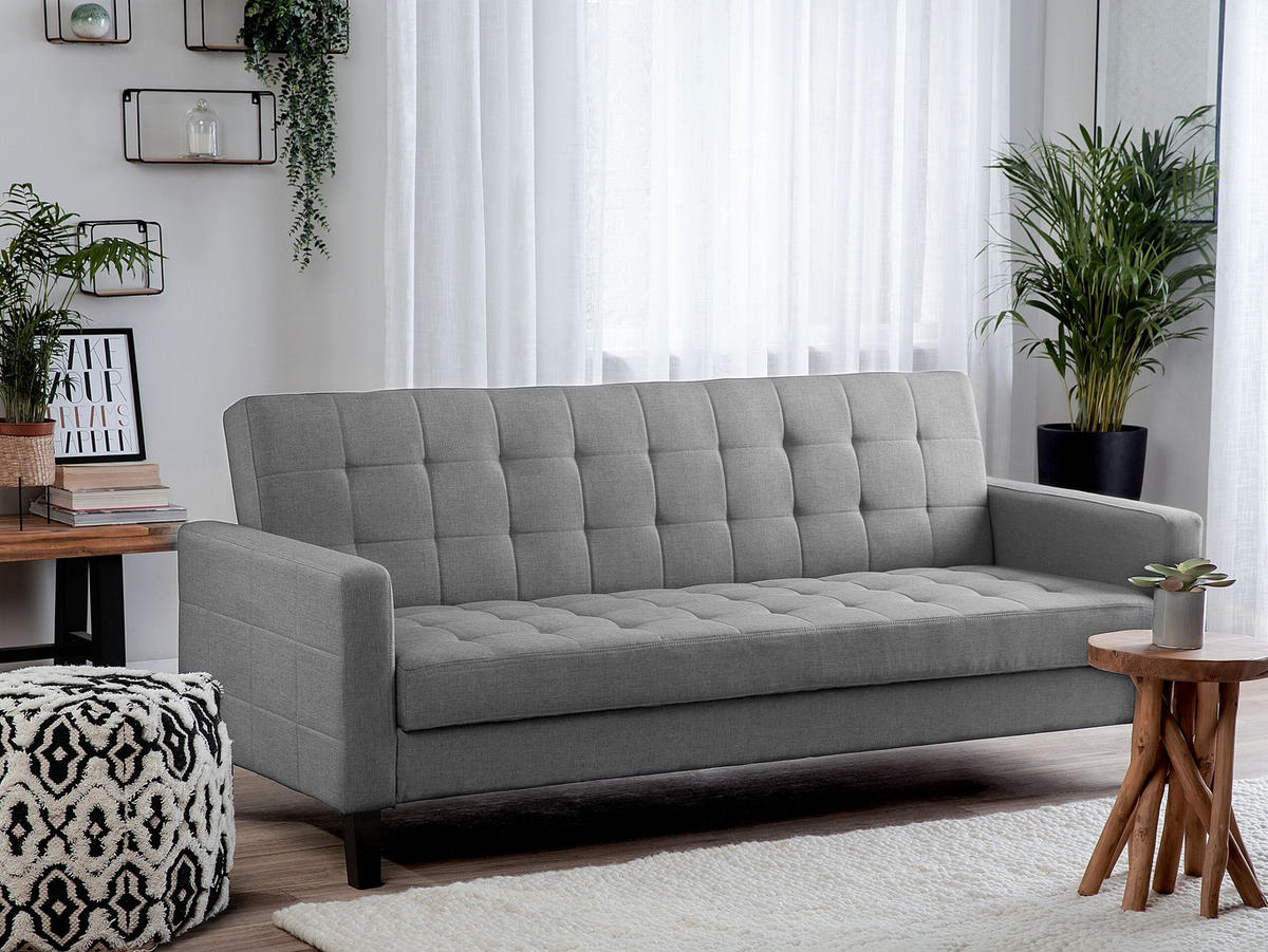 3-SITZER-SCHLAFSOFA Polsterbezug Hellgrau Vehkoo - Hellgrau, Textil (200/86/77cm) - Beliani