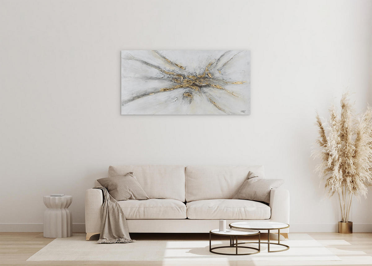 ACRYLBILD HANDGEMALT 120/60 cm - Silberfarben/Grau, Holz/Textil (120/60cm) - KUNSTLOFT