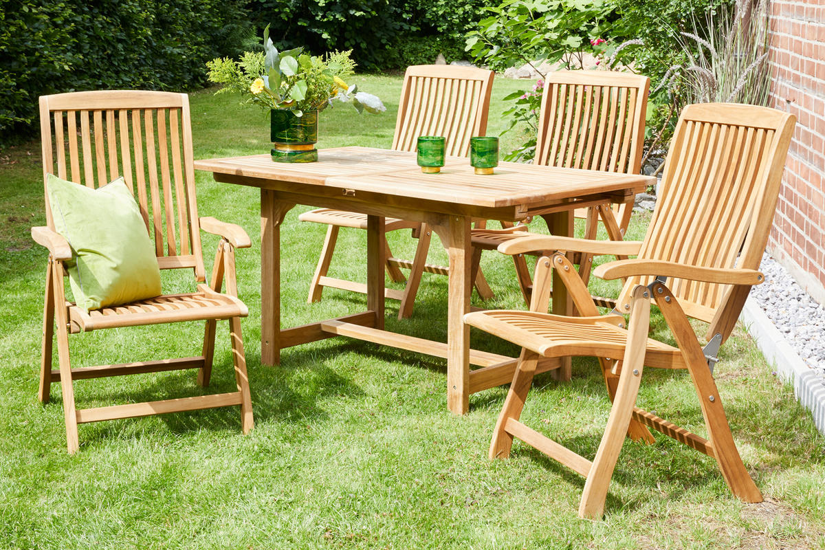 GARTENTISCH Ela Teak 150/200x90x75cm, Holz, Natur - Naturfarben, Holz (150/90/75cm) - dasmöbelwerk