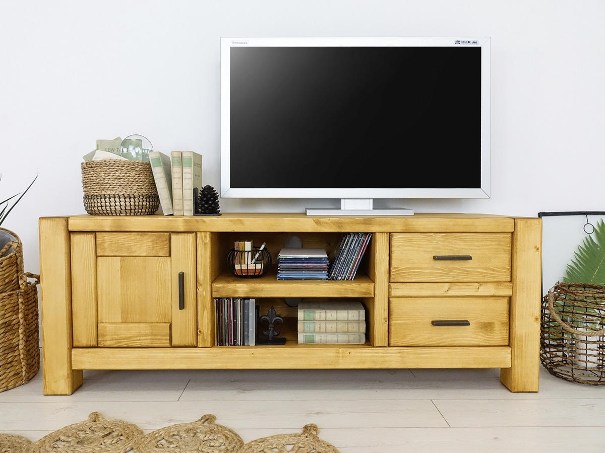 TV-SCHRANK aus Massivholz Sara - Honig, Holz (140/50/42cm) - Seart