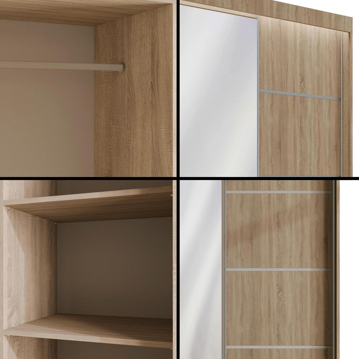 KLEIDERSCHRANK PAOKI mit LED - 120 cm - Sonoma Eiche - Sonoma Eiche, Holzwerkstoff (120/215/61cm) - ALTDECOR