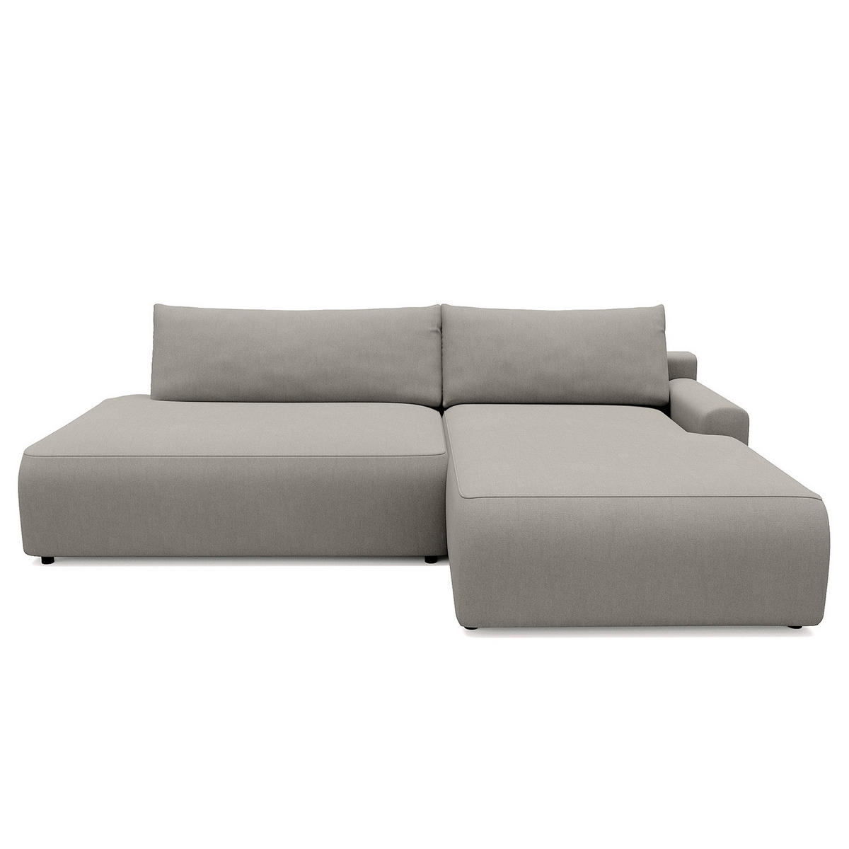 ECKSOFA mit Schlaffunktion - Longchair - Hellgrau/Schwarz, Kunststoff/Textil (253/167cm) - home24