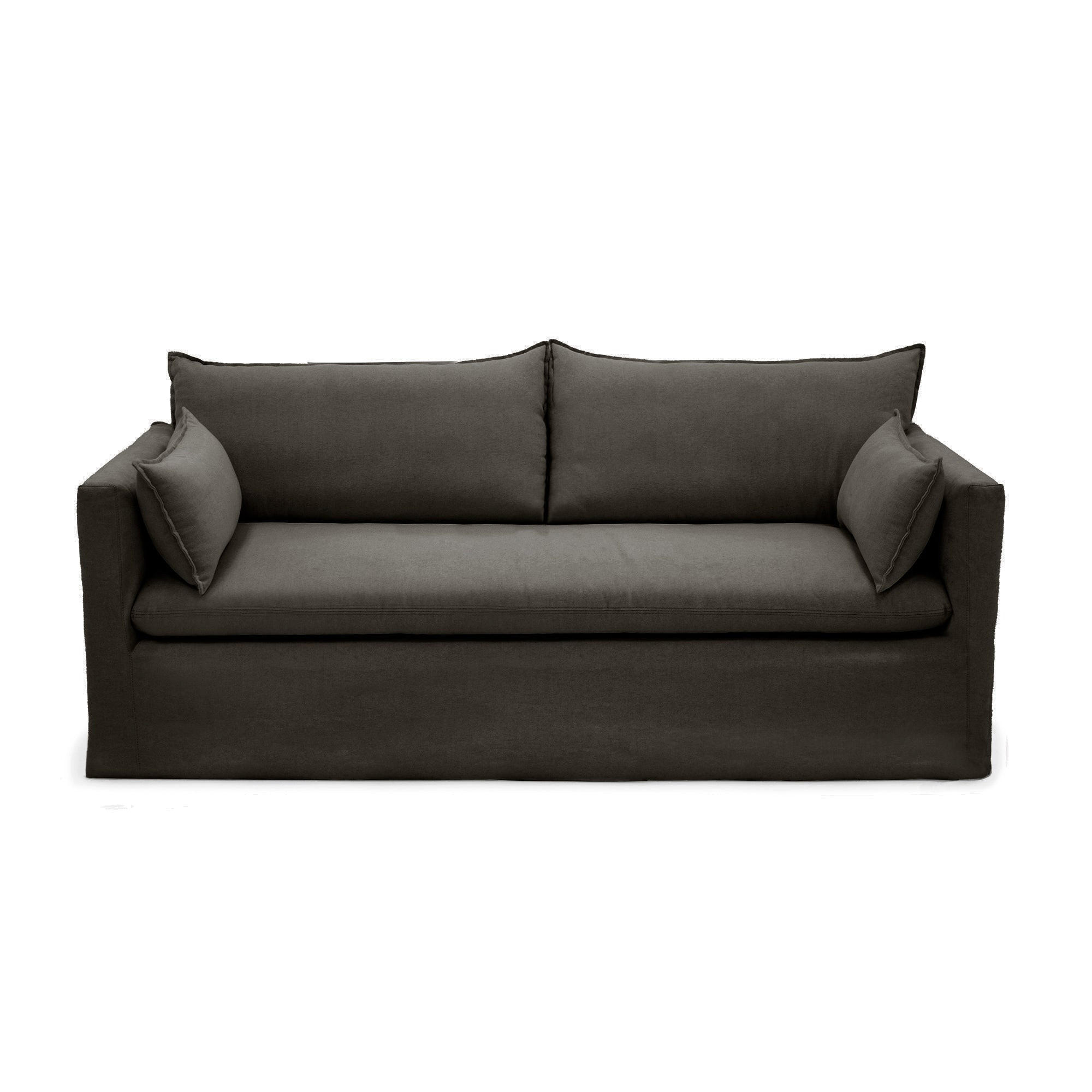 SOFA 3-SITZER Leinen und Baumwolle Anthrazit 206cm - Dunkelgrau/Anthrazit, Textil (206/93/89cm) - Sia Home