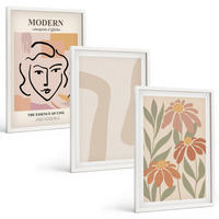 BILDER SET 3er Set - 40x60 cm Weißer Rahmen - Moderne abstrakte Frau - Weiß, Kunststoff (40/60cm) - TULUP
