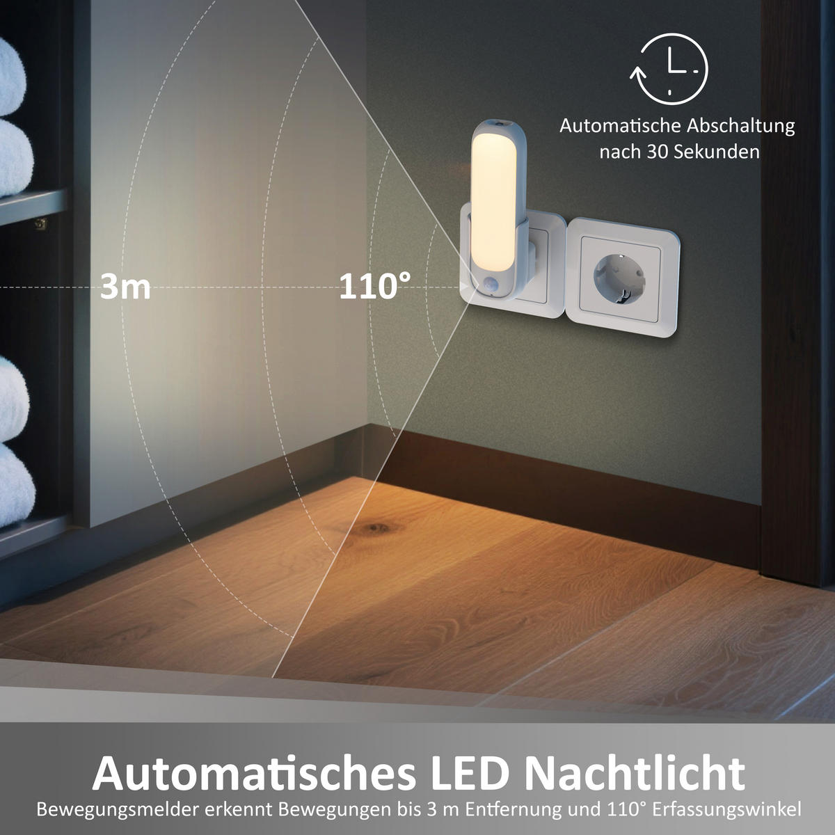 LED-ORIENTIERUNGSLEUCHTE Oval Weiß Kunststoff 2er-Set - Weiß, Kunststoff (8/5/14cm) - Northpoint