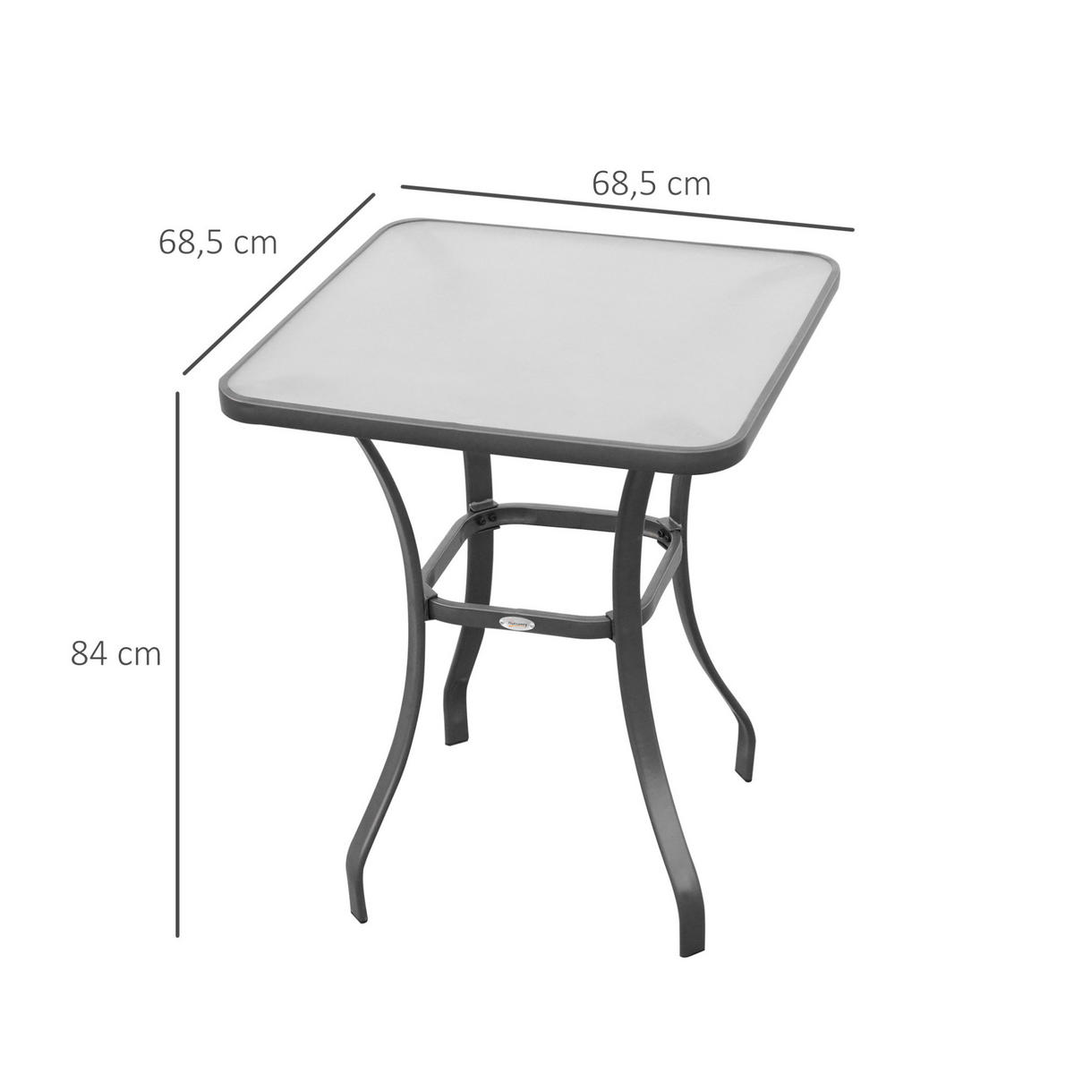 ZAHRADNÍ stůl 68,5/68,5/84 cm černý z kovu s tvrzenou skleněnou deskou - přírodní, kov (68.5/68.5/84cm) - OKWISH