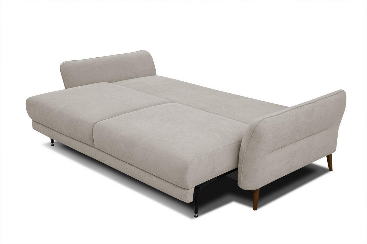 SOFA FIGARI 3-Sitzer mit Schlaffunktion, beige - Beige/Braun, Holz/Textil (232/90/107cm) - Courtois Laville