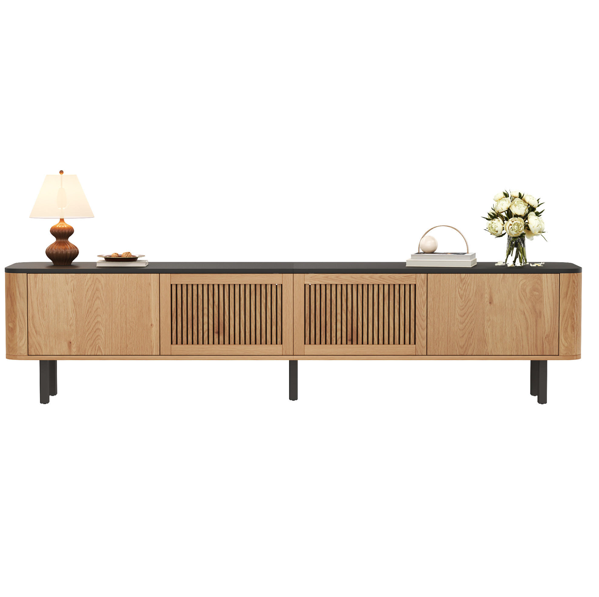 TV-SCHRANK 190/35/45 cm mit Gittertüren und viel Stauraum, Eichefarben - Braun, Holzwerkstoff (190/45/35cm) - Redom