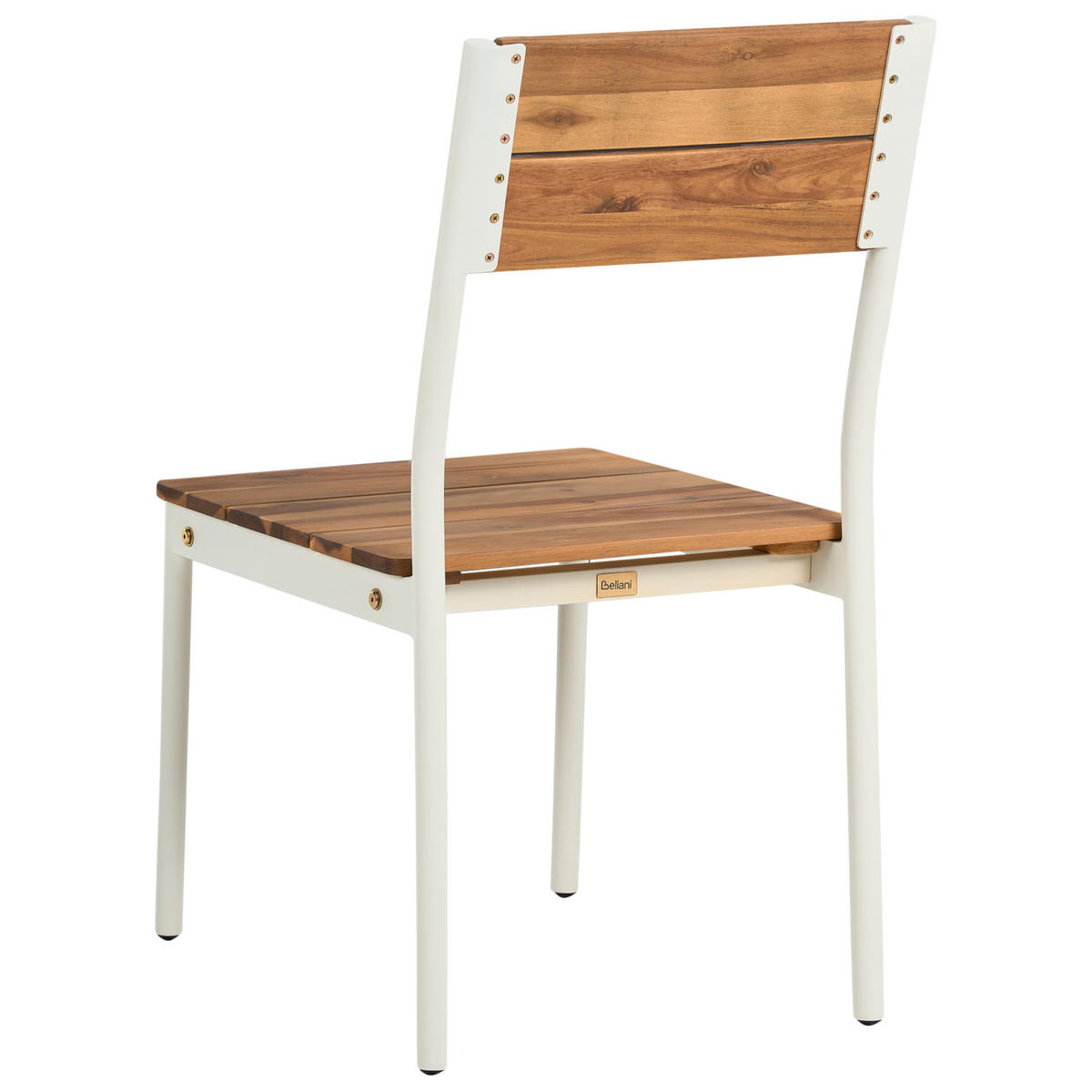GARTENSTUHL 2er Set Akazienholz Braun Giovinazzo - Creme, Holz (47/90/53cm) - Beliani