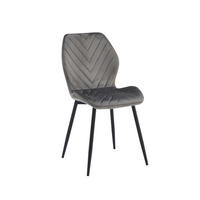 STÜHLE Esszimmerstuhl, gepolstert mit Steppung, schwarze Metallbeine, 1 Stück, Dunkelgrau - Dunkelgrau/Schwarz, Metall (48/86/41cm) - AN Furniture Store