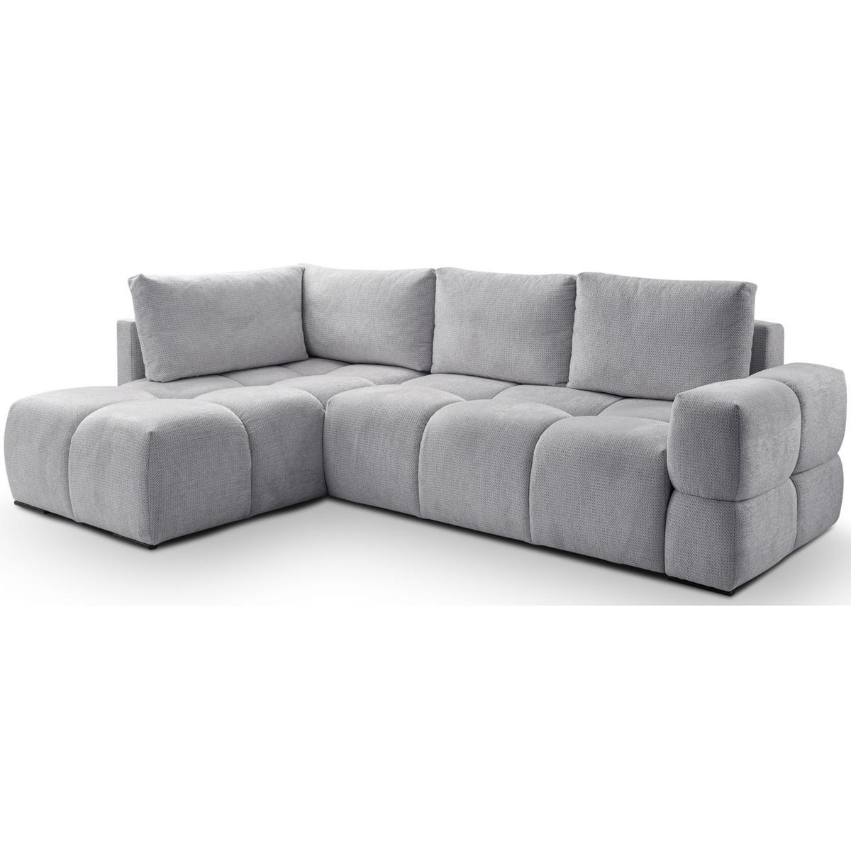 ECKSOFA Taremi mit Chenillebezug Grau, beidseitig - Schwarz/Grau, Textil (267/185cm) - Selsey