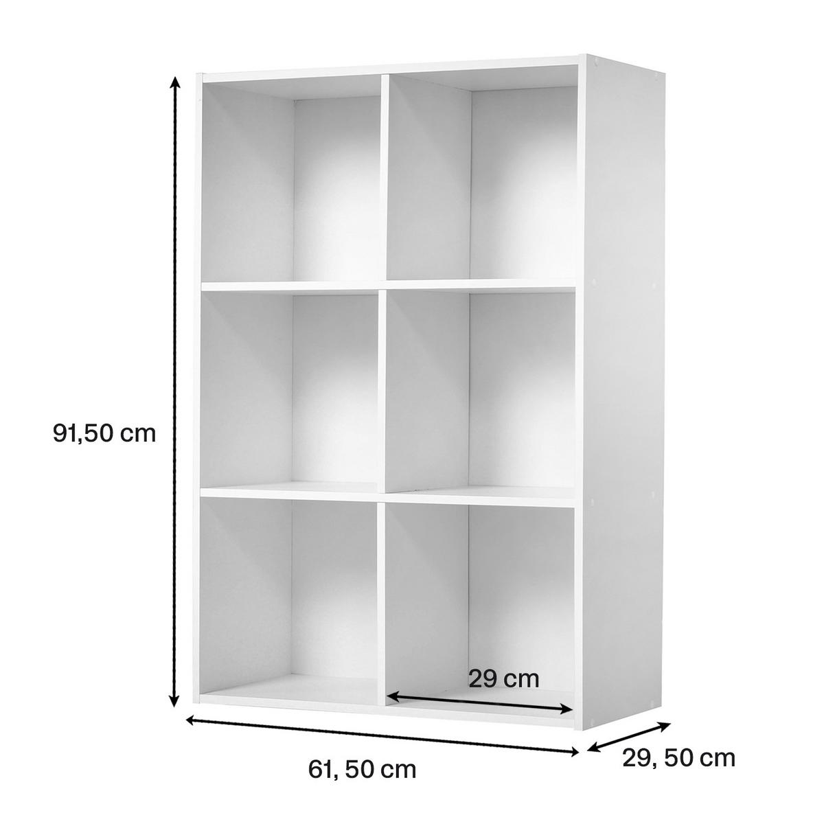 REGAL mit 6 Fächern - H91,5 x L61,5 cm - Weiß, Holzwerkstoff (29.5/91.5/61.5cm) - Calicosy