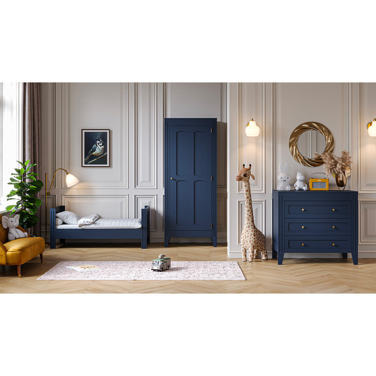 SCHRANK 1 Tür Blau - Blau, Holzwerkstoff (80/197/55cm) - Petits-meubles