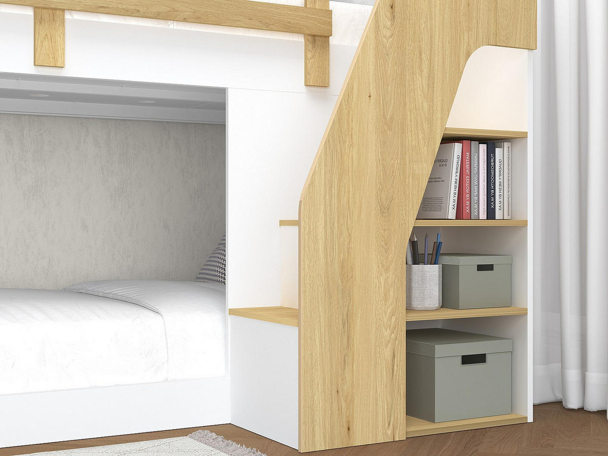 ETAGENBETT - 2 Personen - holz - naturfarben hell, weiß Narojas - Naturfarben/Weiß, Holz (90/190cm) - Vente-Unique