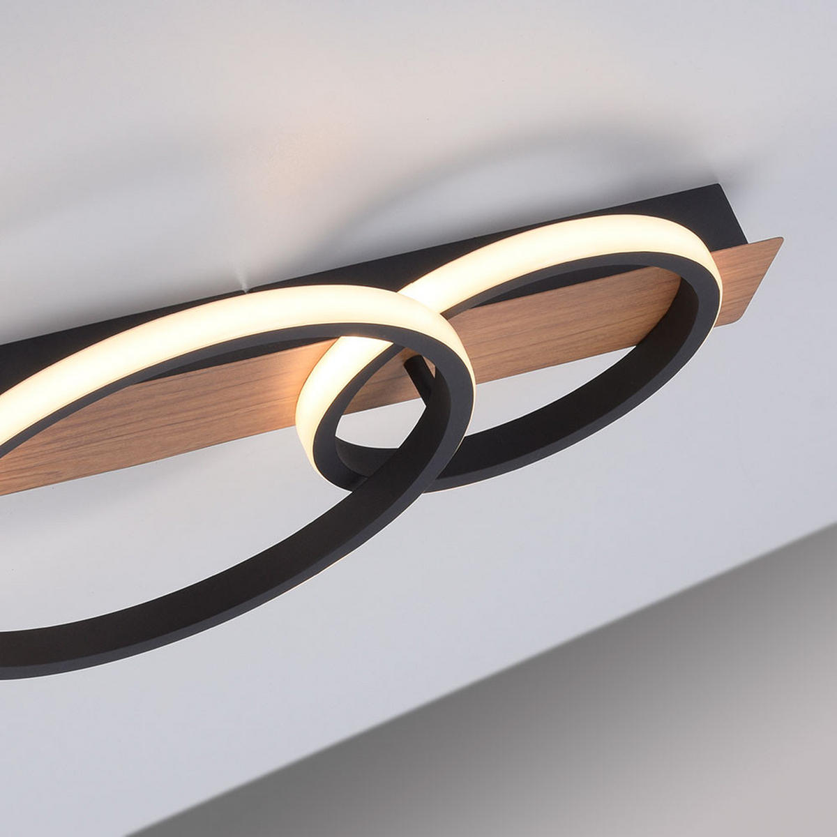 LED DECKENLEUCHTE Metall Schwarz Holzoptik - Schwarz, Kunststoff/Metall (30/68/8cm)