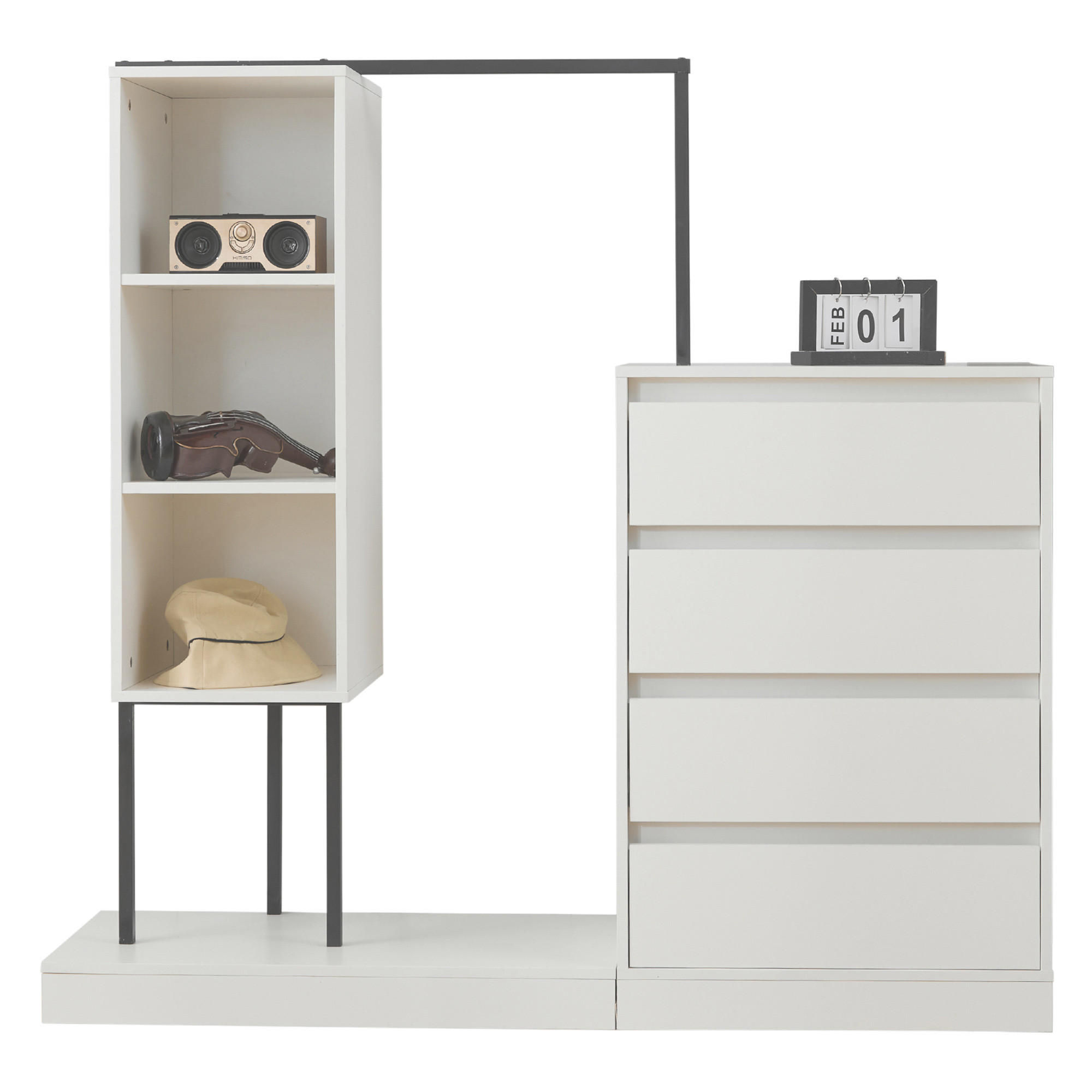 DULAP HAINE 140 cm cu bara umerase, Alb