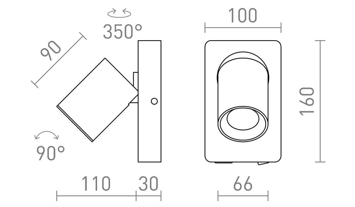 DECKENLEUCHTE VOLTERA USB Schwarz 9 W - Schwarz, Metall (30/30/20cm) - Rendl