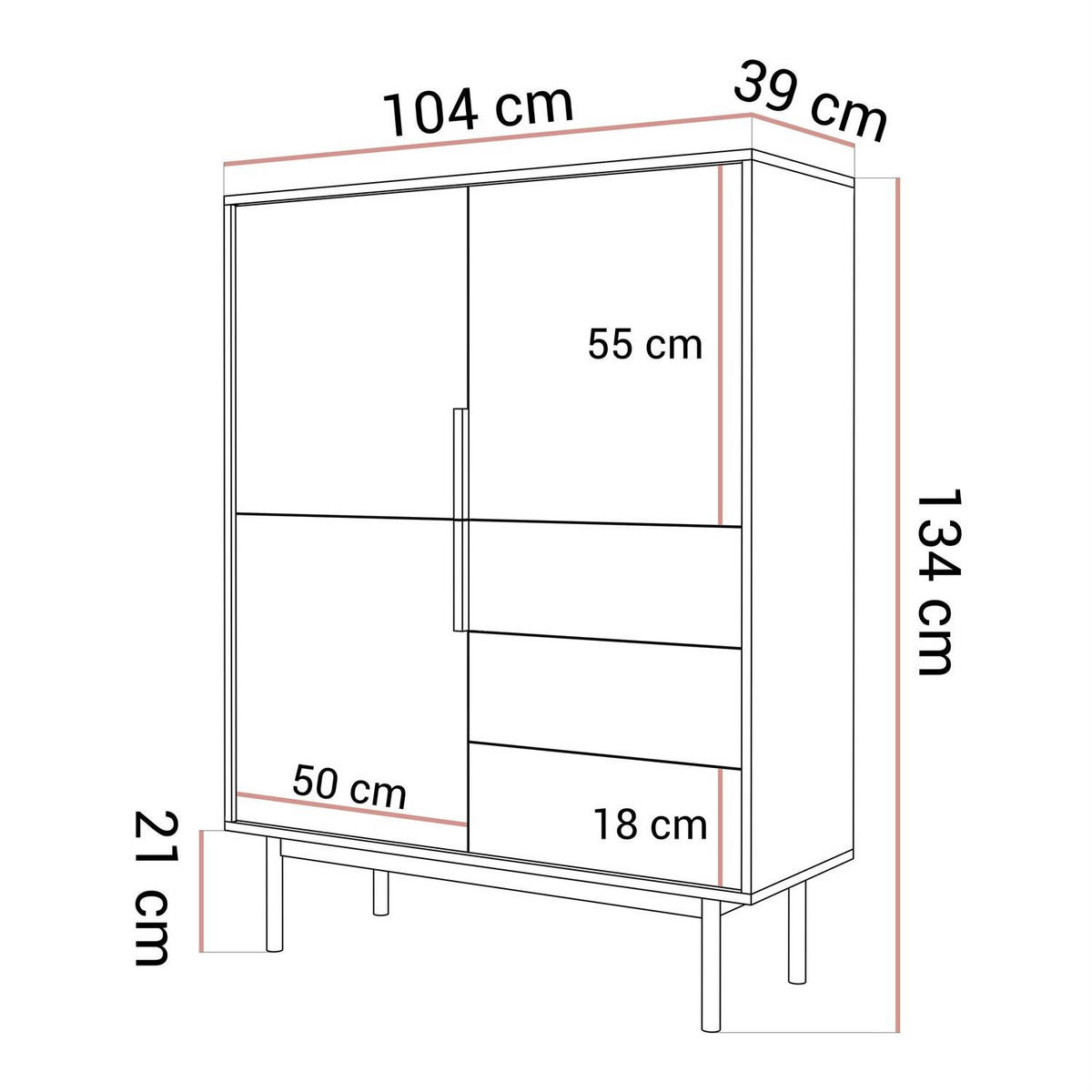 KOMMODE MIRACLE 3D3S mit Schubladen dreitrürig Schwarz - Schwarz, Holzwerkstoff (104/134/39cm) - Lookway