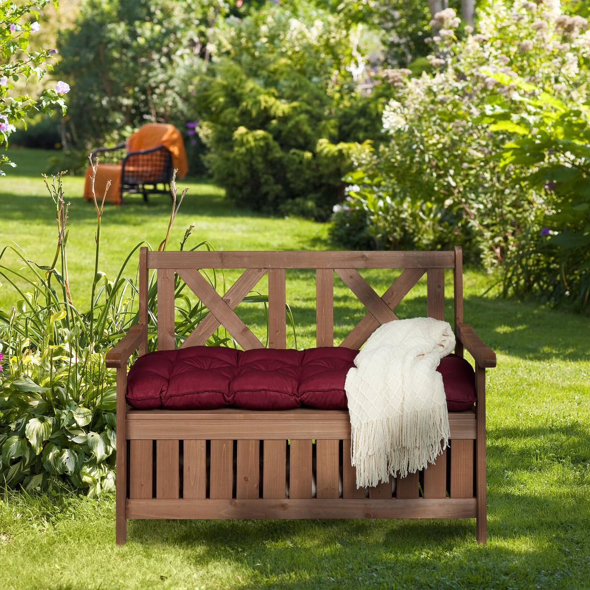 GARTENBANK - Dunkelbraun, Holz (115/85/60cm) - Relaxdays