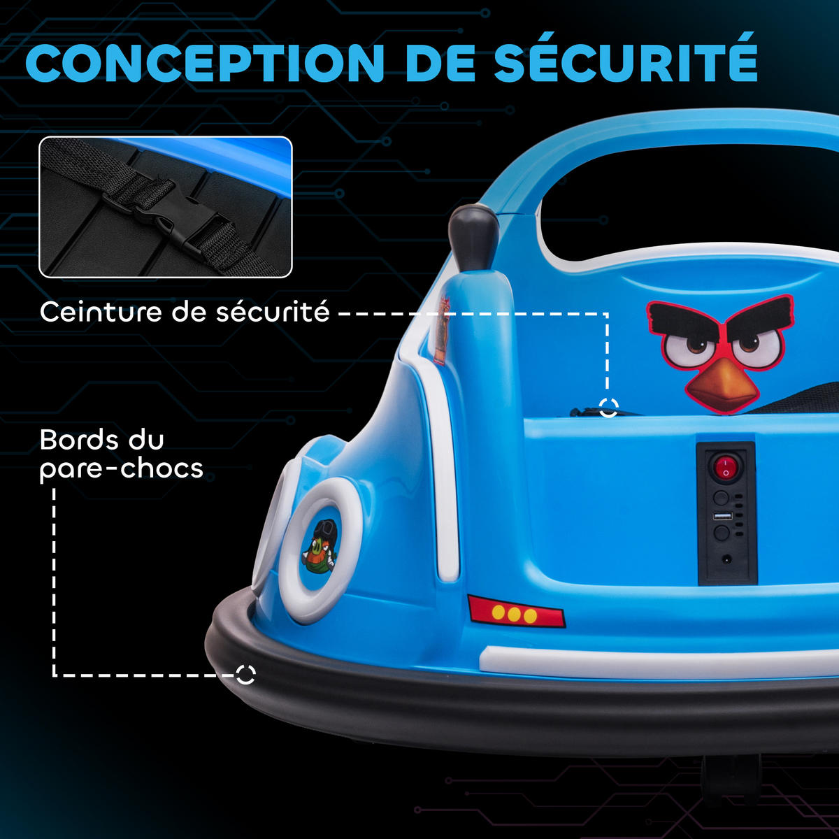 BUMPER-CAR DE-13154 360° Drehung Blau - Blau, Kunststoff (73/73/44cm) - ComfortXL