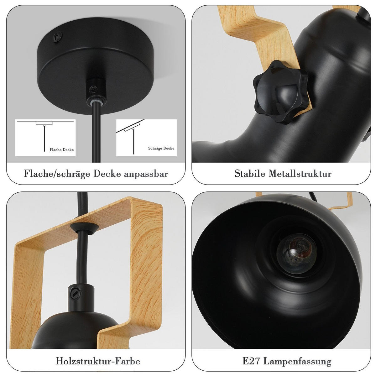 PENDELLEUCHTE Seraphina 18/18/160 cm - Schwarz, Metall (18/18/160cm) - ZMH