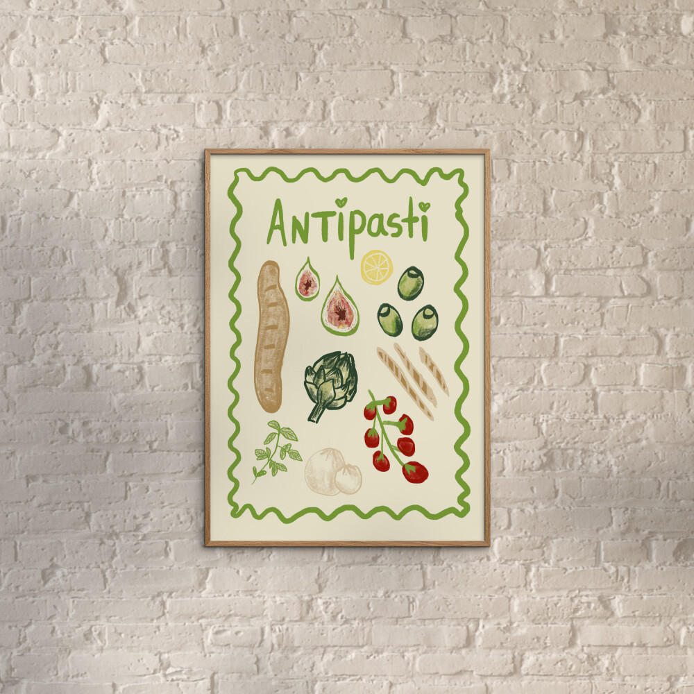POSTER mit Rahmen Studio Dolci - Antipasti - Eichefarben/Multicolor, Holz/Papier (70/100cm) - Poster&Frame
