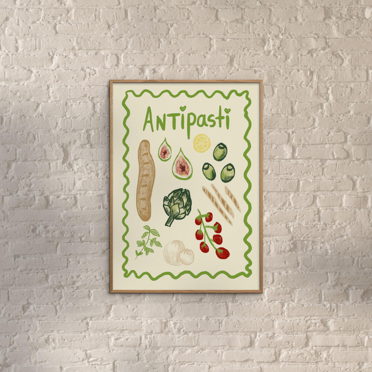 POSTER mit Rahmen Studio Dolci - Antipasti - Eichefarben/Multicolor, Holz/Papier (70/100cm) - Poster&Frame