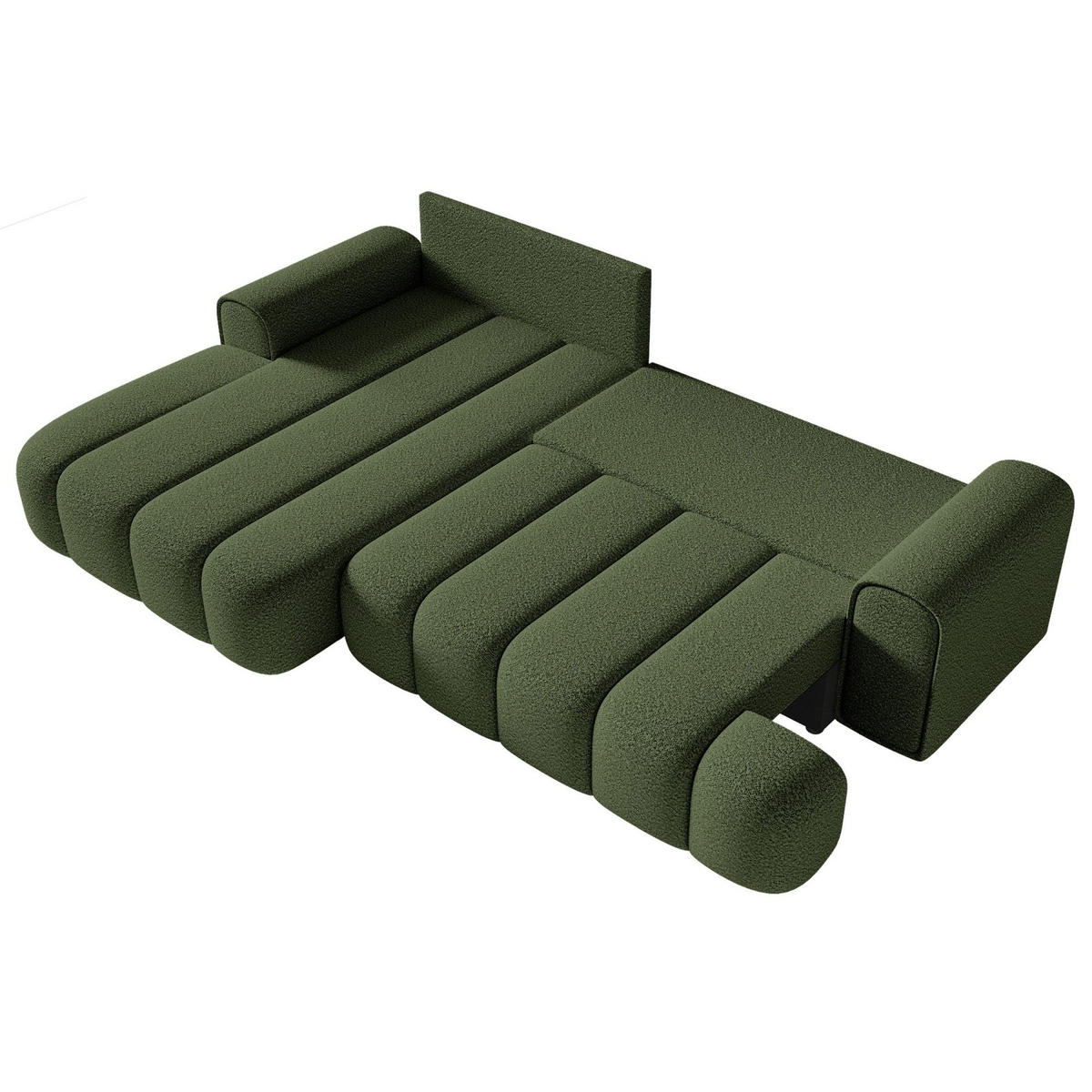 ECKSOFA Dandelino Khaki mit Bouclé-Bezug, links - Schwarz/Grün, Kunststoff/Textil (271/172cm) - Selsey