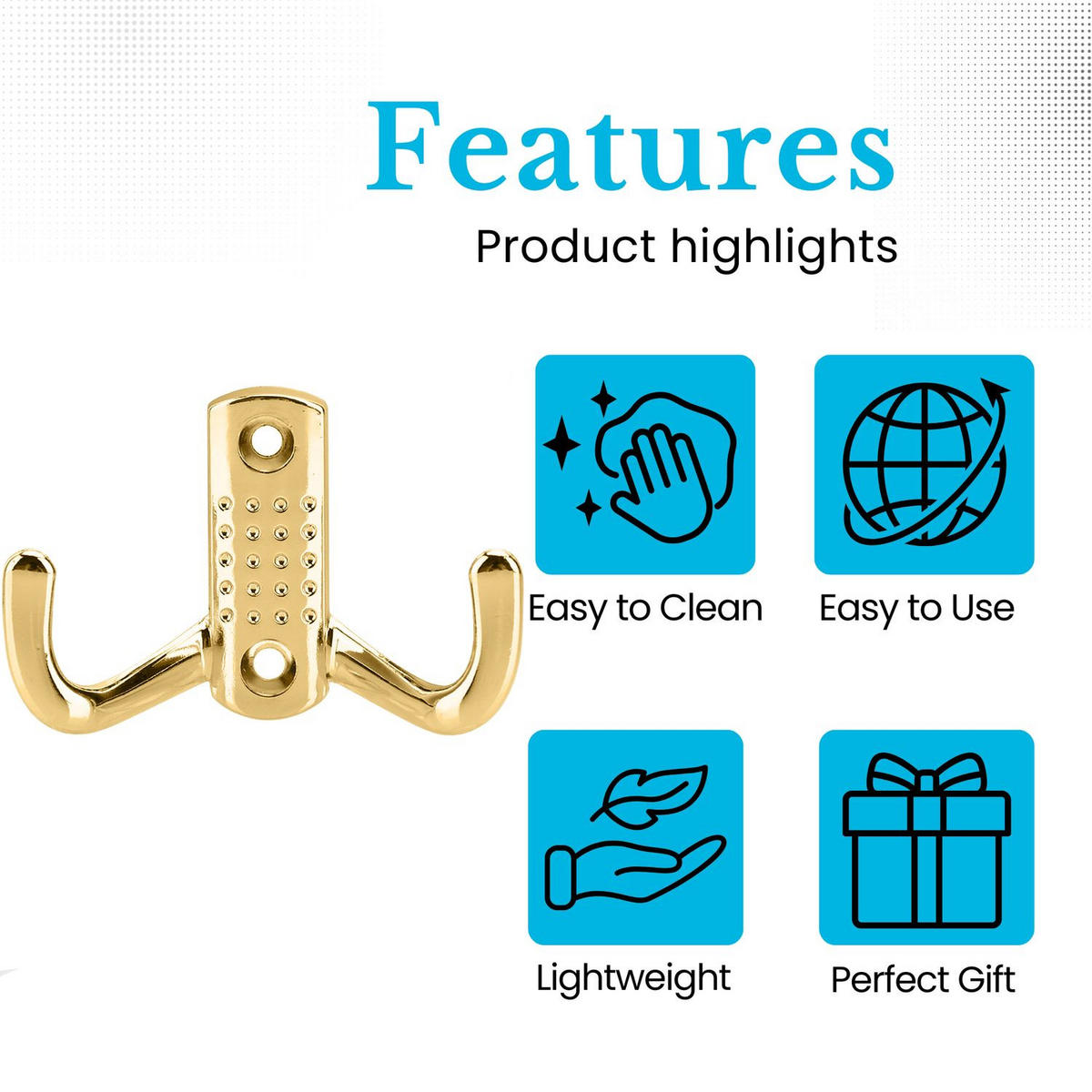 KLEIDERHAKEN 7 / 4.7 cm - Goldfarben, Metall (1.69/4.7/7cm) - Intirilife