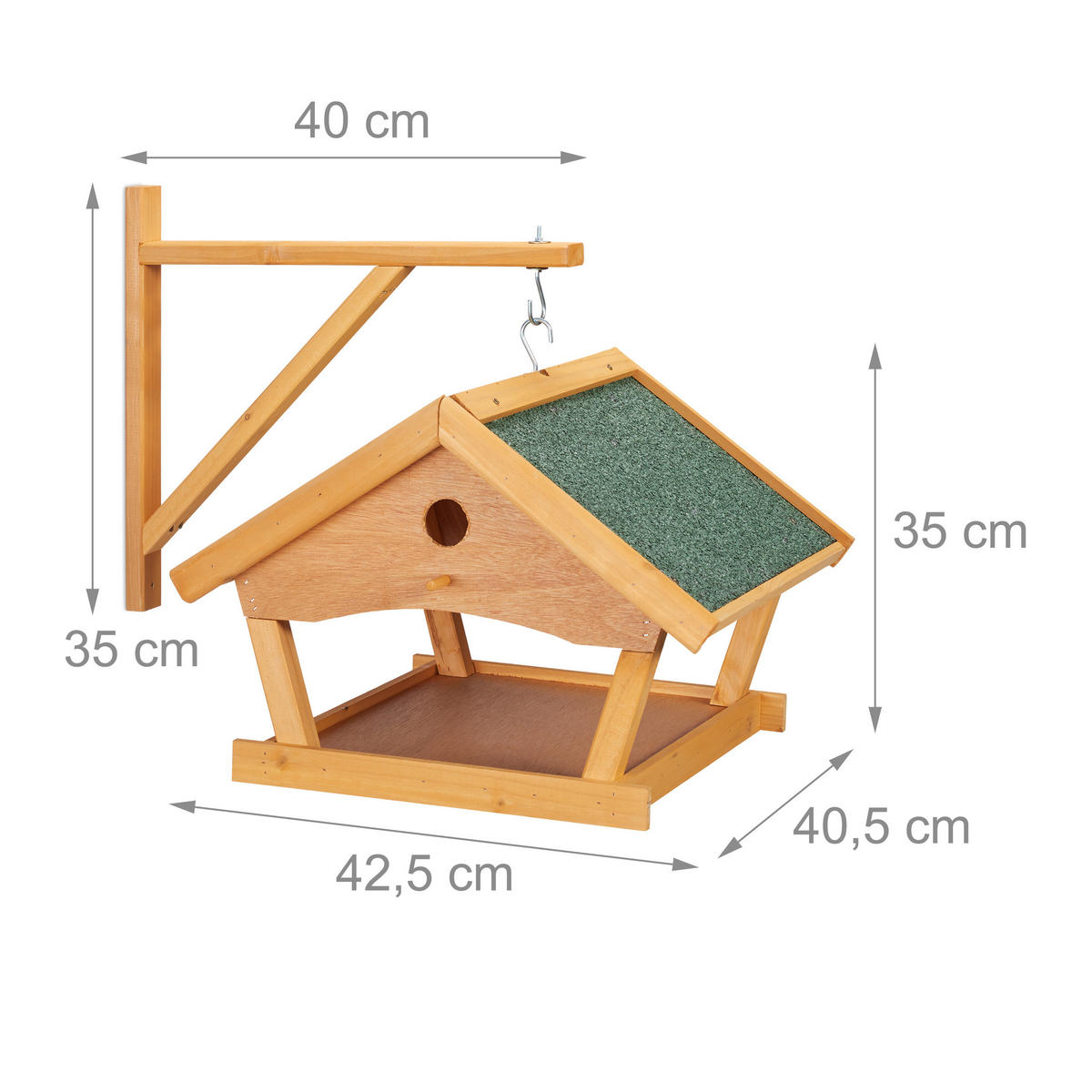 VOGELFUTTERHAUS - Hellbraun, Holz (42.5/35/40.5cm) - Relaxdays