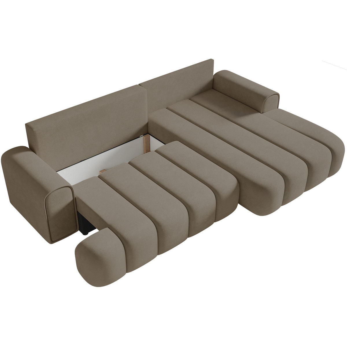 ECKSOFA Dandelino Dunkelbeige mit Samtbezug, rechts - Beige/Schwarz, Kunststoff/Textil (275/168cm) - Selsey