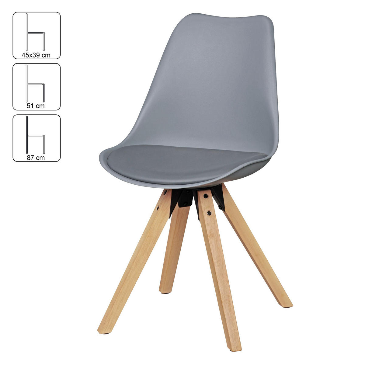 ESSZIMMERSTUHL 2er Set Kunstlederbezug mit Holzgestell Skandinavisch gepolstert, Grau 49x52x87 cm - Beige/Grau, Holz/Kunststoff (49/87/52cm) - KADIMA DESIGN