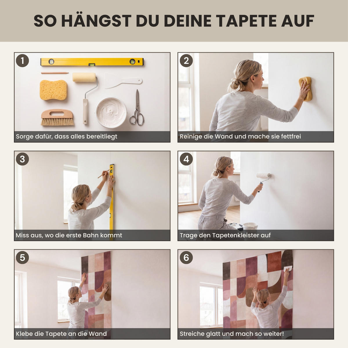 TAPETE - Geometrie - Modern - Retro - 280x200 cm - Multicolor, Papier (280/200cm) - OnlyWow