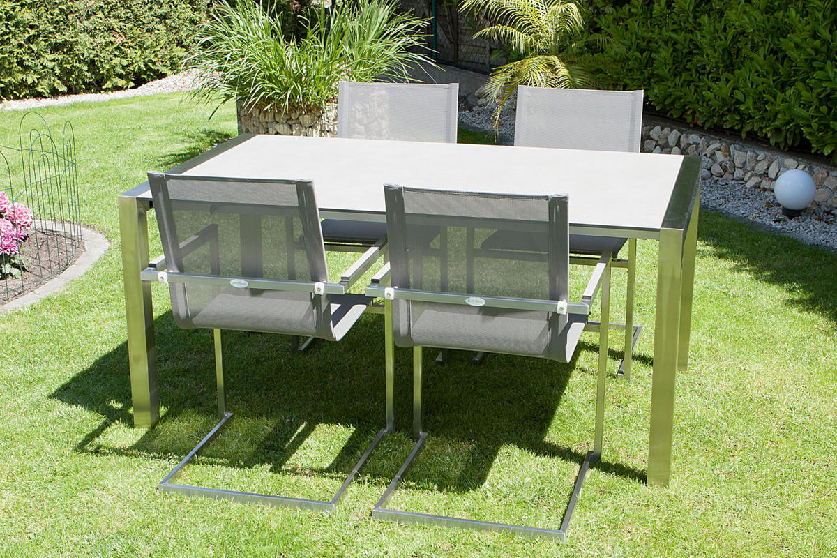 GARTEN-SITZGRUPPE Dieter 5-teilig Gartenmöbel-Set - Grau, Kunststoff - DELUKE