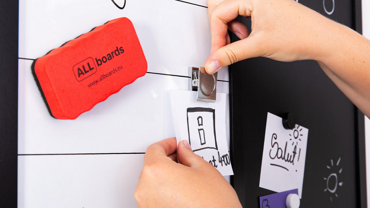 3-IN-1-KOMBITAFEL: Whiteboard, Kreidetafel magneitsch, Kork 90x60 cm - Multicolor, Holz (90/60/1.8cm) - ALLboards