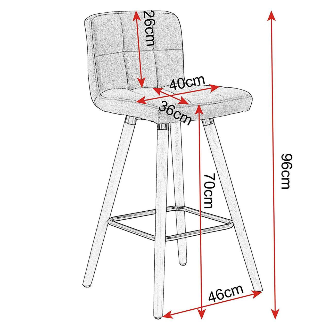 Thumbnail - Woltu Barhocker, Dunkelgrau, Textil, Echtholz, Säule, 46x96x46 cm, Esszimmer, Barmöbel, Barhocker