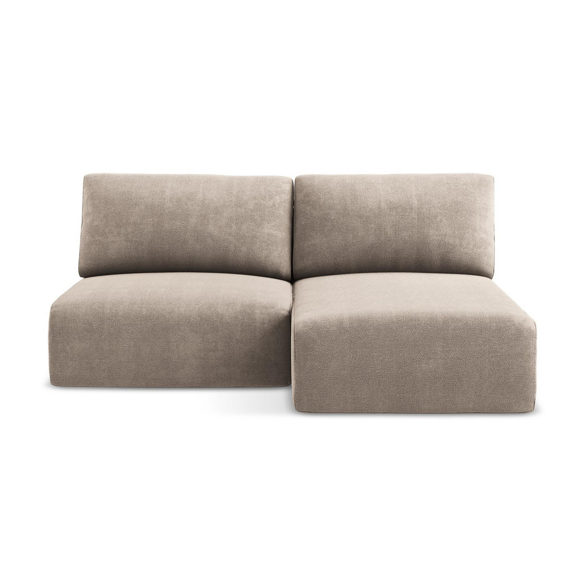 ECKSOFA mit Schlaffunktion rechts Chenille Stoff Beige - Beige/Schwarz, Kunststoff/Textil (210/149cm) - LaMiaSofa