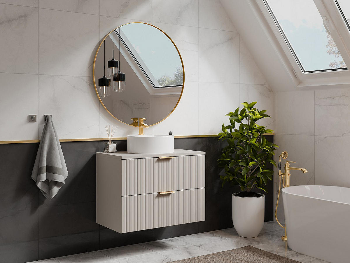 EINZELWASCHTISCH - 80 cmcm x 46 cmcm - Holz, Platte - Beige - ZEVARA - Beige, Holz (80/57/46cm) - Vente-Unique